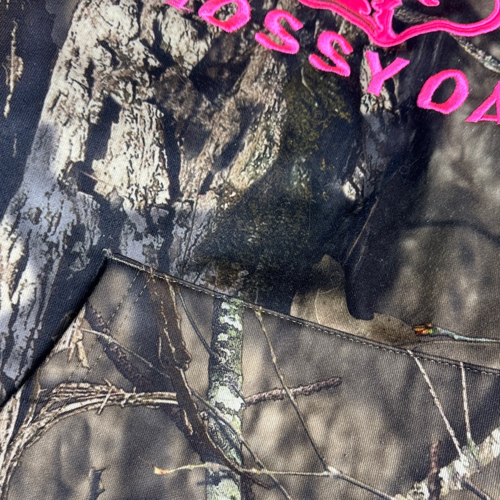 Mossy Oak Camo Hoodie with Bright Pink Logo - Picture 10 of 12